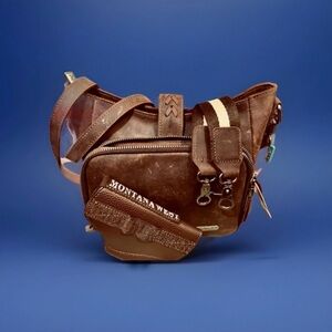 Montana West Brown Leather Belt Bag